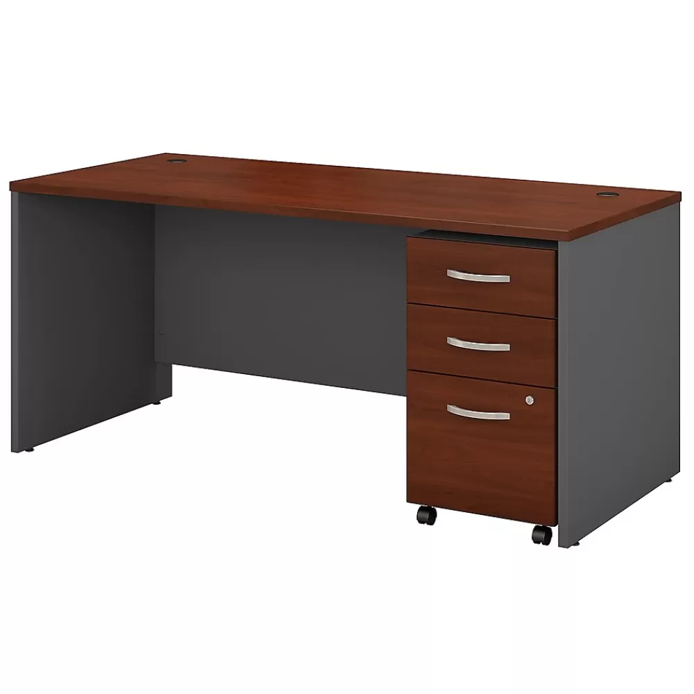 Bush Business Furniture Westfield 66W x 30D Office Desk with Mobile File Cabinet, (SRC015HCSU) Hansen Cherry Best Sale