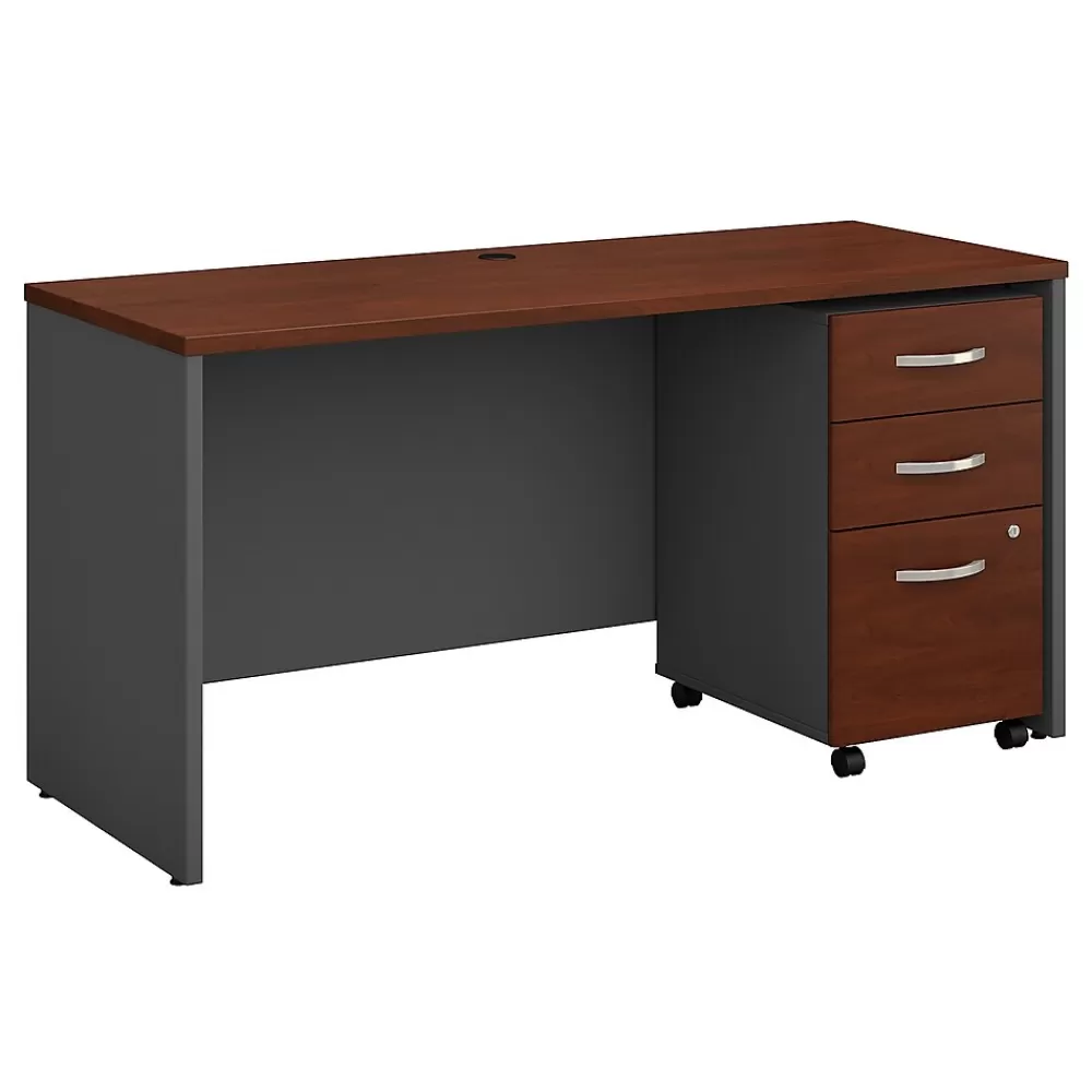 Bush Business Furniture Westfield 60W x 24D Office Desk with Mobile File Cabinet, (SRC025HCSU) Hansen Cherry Fashion