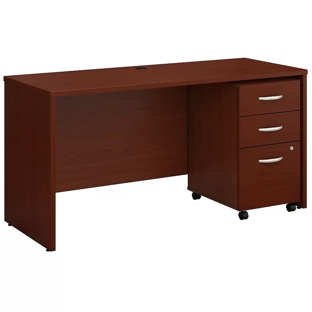Bush Business Furniture Westfield 60W x 24D Office Desk with Mobile File Cabinet, (SRC025MASU) Mahogany Cheap
