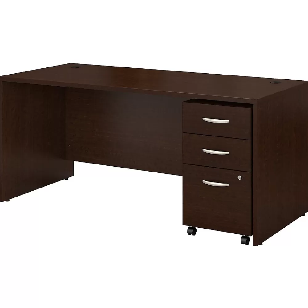Bush Business Furniture Westfield 66W x 30D Office Desk with Mobile File Cabinet, (SRC015MRSU) Mocha Cherry Fashion