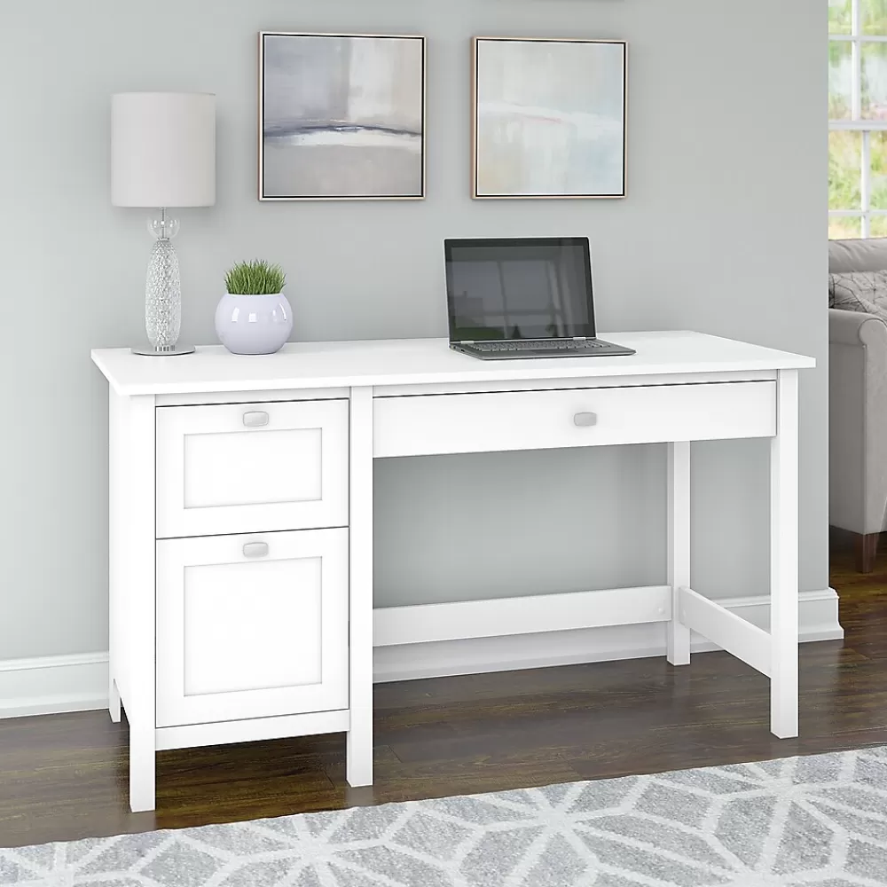 Bush Furniture Broadview 54"W Computer Desk with Drawers, Pure White (BDD254WH-03) Discount