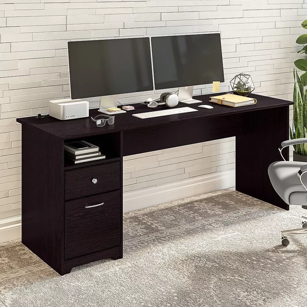 Bush Furniture Cabot 72"W Computer Desk with Drawers, (WC31872) Espresso Oak New