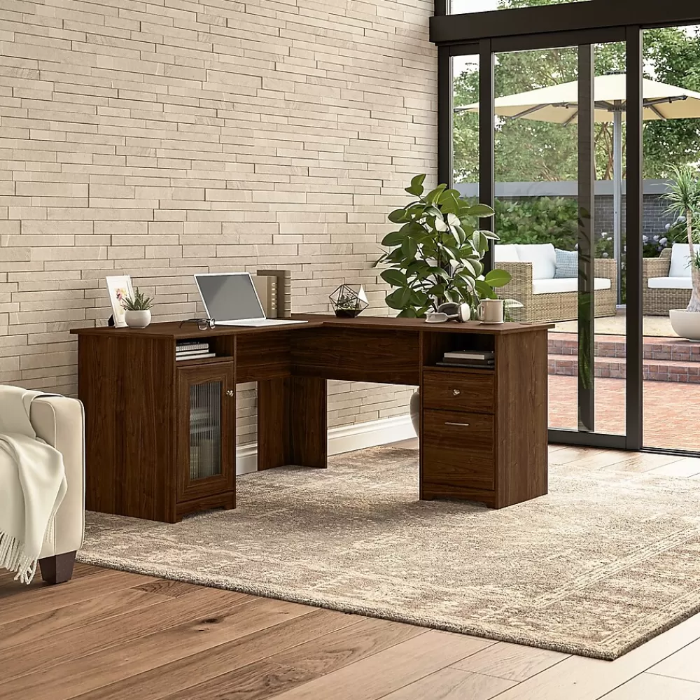 Bush Furniture Cabot 60"W L Shaped Computer Desk, (WC31030-03K) Modern Walnut Store