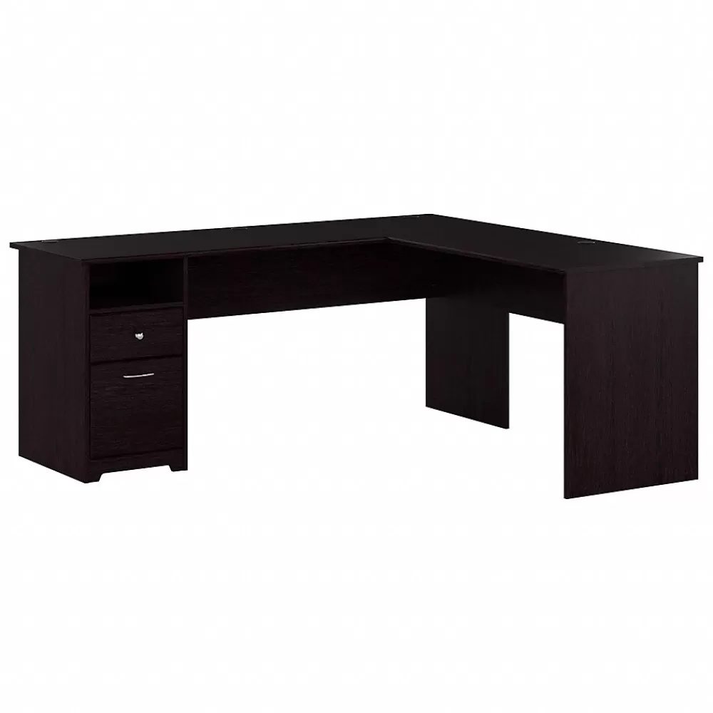 Bush Furniture Cabot 72"W L Shaped Computer Desk with Drawers, (CAB051EPO) Espresso Oak Flash Sale