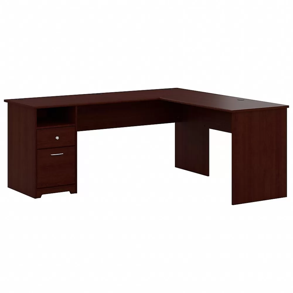 Bush Furniture Cabot 72"W L Shaped Computer Desk with Drawers, (CAB051HVC) Harvest Cherry Clearance