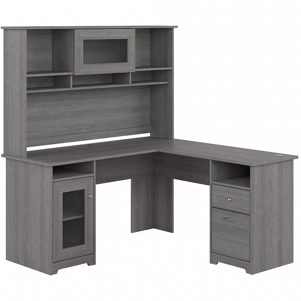Bush Furniture Cabot 60"W L Shaped Computer Desk with Hutch and Storage, (CAB001MG) Modern Gray Online