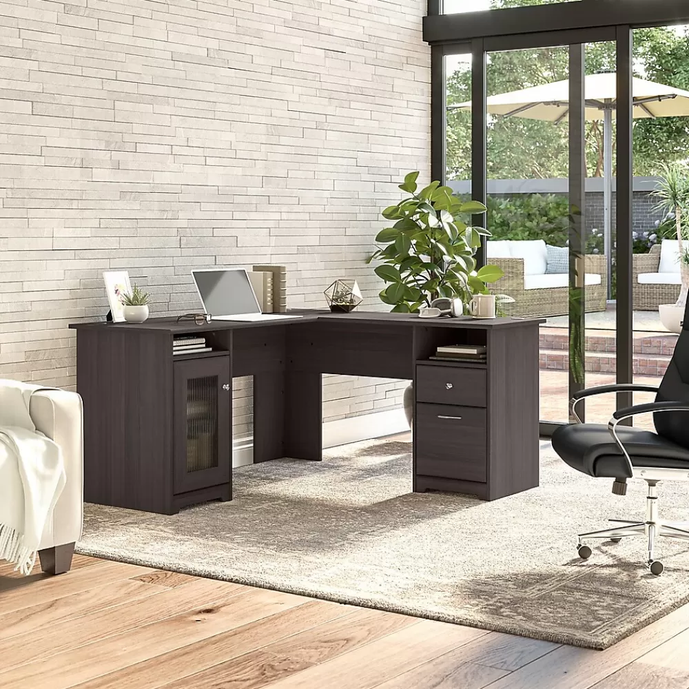 Bush Furniture Cabot 60"W L Shaped Desk, (WC31730-03K) Heather Gray Flash Sale