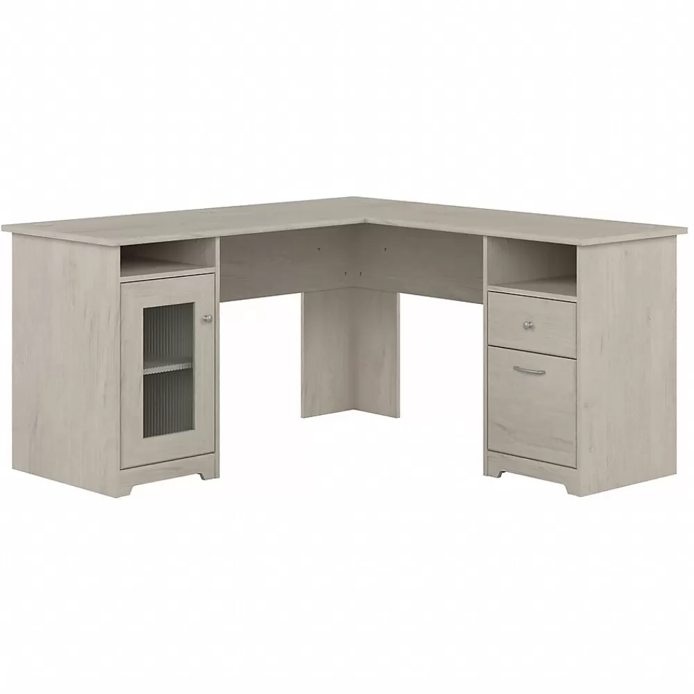 Bush Furniture Cabot 60"W Wood L-Shaped Computer Desk, (WC31130K) Linen White Oak Hot