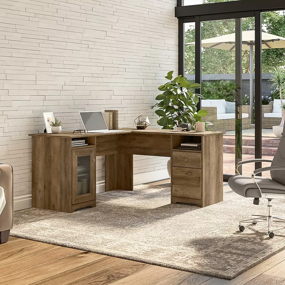 Bush Furniture Cabot 60"W Wood L-Shaped Computer Desk, (WC31530K) Reclaimed Pine Store