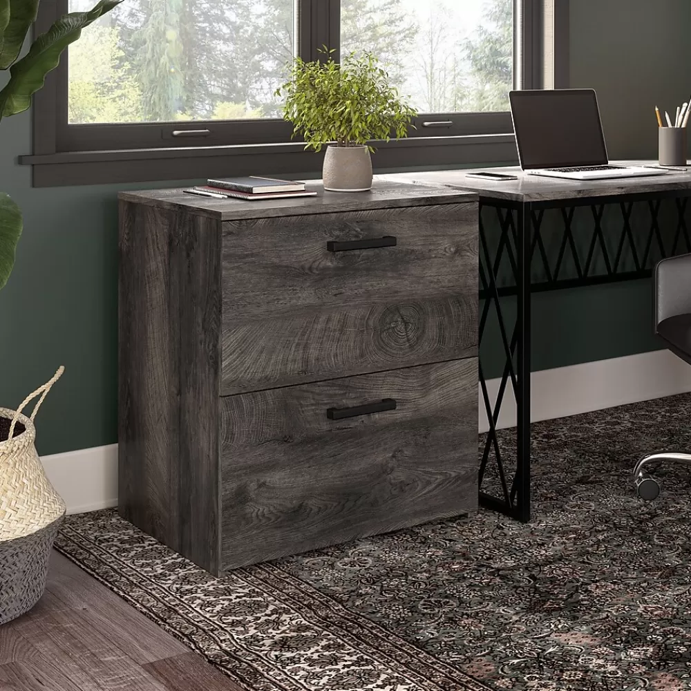 Bush Furniture City Park 2 Drawer Lateral File Cabinet, (CPF127GH-03) Dark Gray Hickory Cheap
