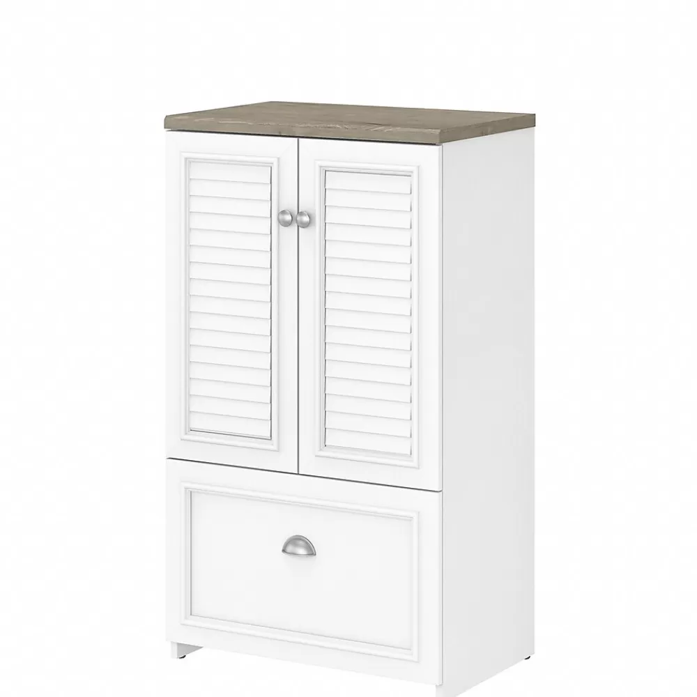 Bush Furniture Fairview 41.69" Storage Cabinet with 3 Shelves, (WC53680-03) Shiplap Gray/Pure White Shop