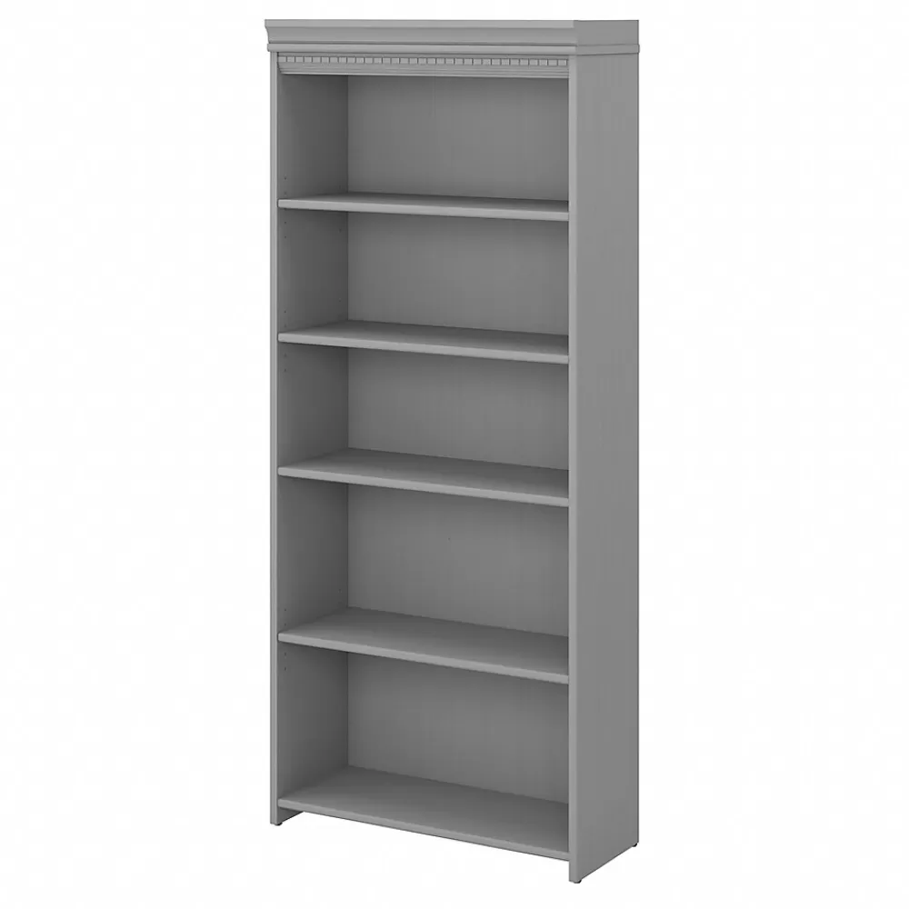 Bush Furniture Fairview 69"H 5-Shelf Bookcase with Adjustable Shelves, Laminated Wood (WC53565-03) Cape Cod Gray Clearance