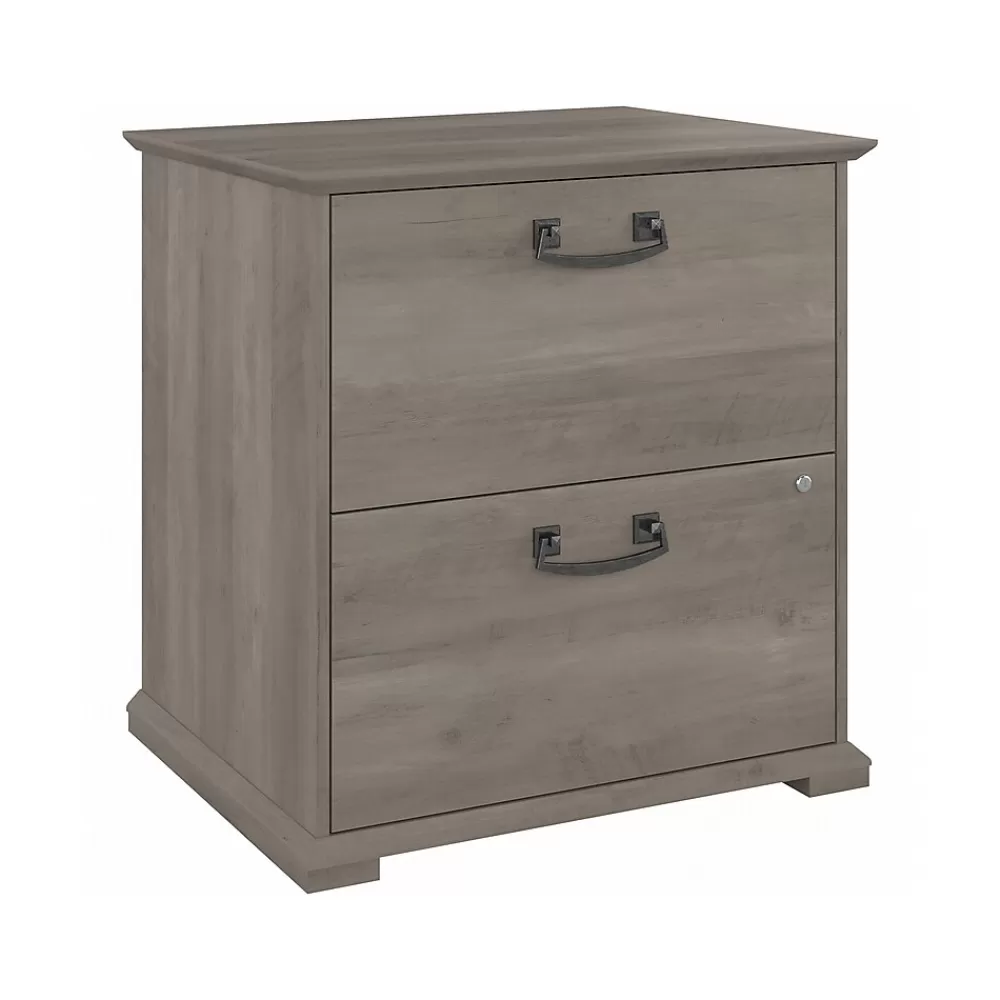 Bush Furniture Homestead 2-Drawer Lateral File Cabinet, Letter/Legal Size, Lockable, Driftwood Gray (HOF129DG-03) New