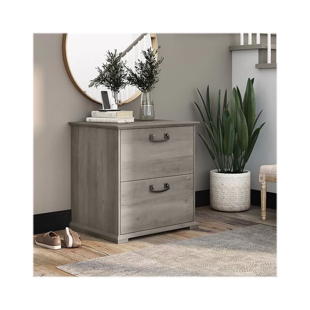 Bush Furniture Homestead 2-Drawer Lateral File Cabinet, Letter/Legal Size, Lockable, Driftwood Gray (HOF129DG-Z) Flash Sale