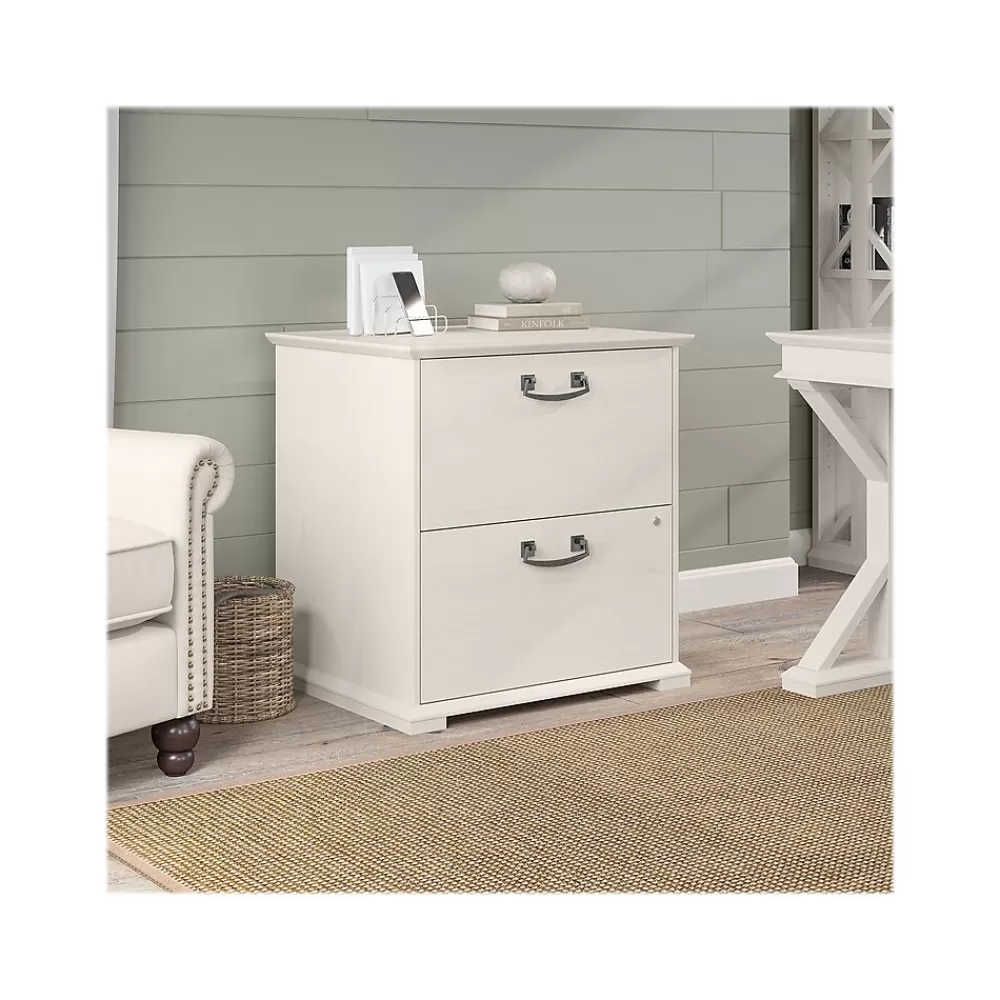 Bush Furniture Homestead 2-Drawer Lateral File Cabinet, Letter/Legal Size, Lockable, Linen White Oak (HOF129LW-03) Sale