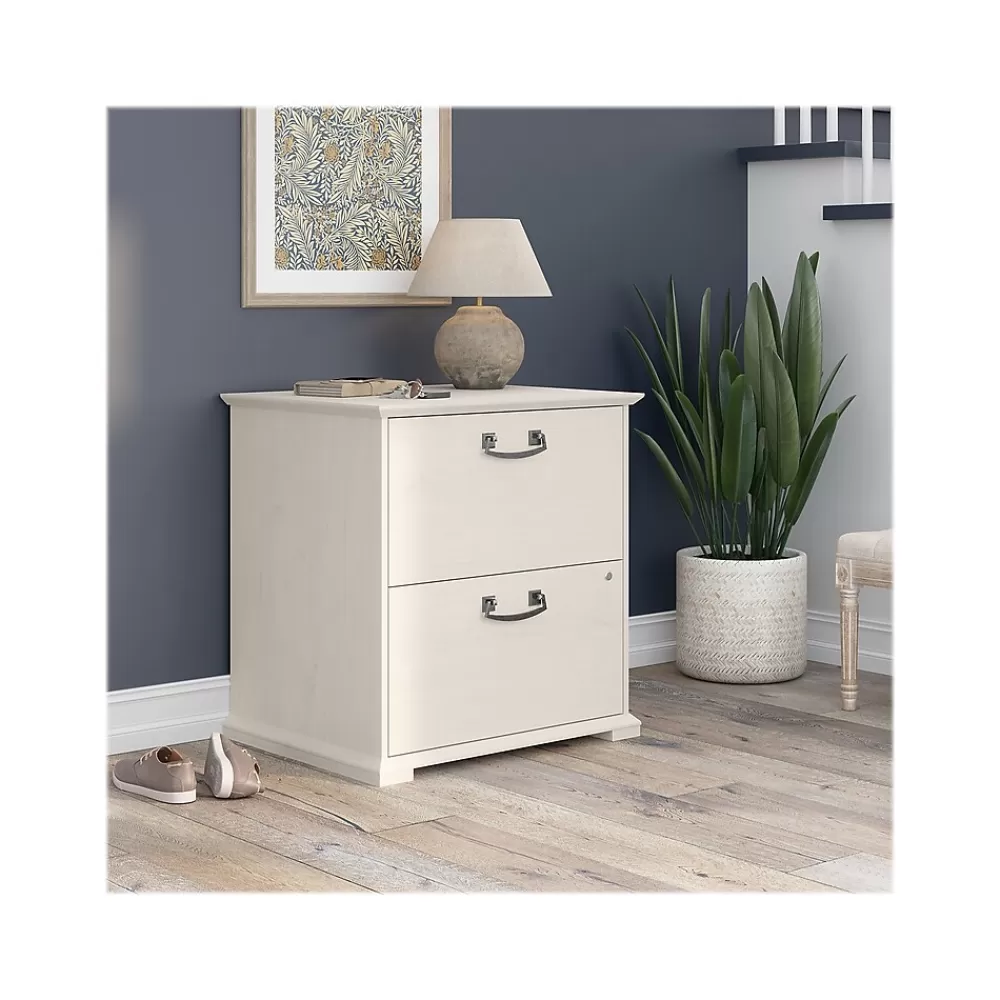Bush Furniture Homestead 2-Drawer Lateral File Cabinet, Letter/Legal Size, Lockable, Linen White Oak (HOF129LW-Z) Store