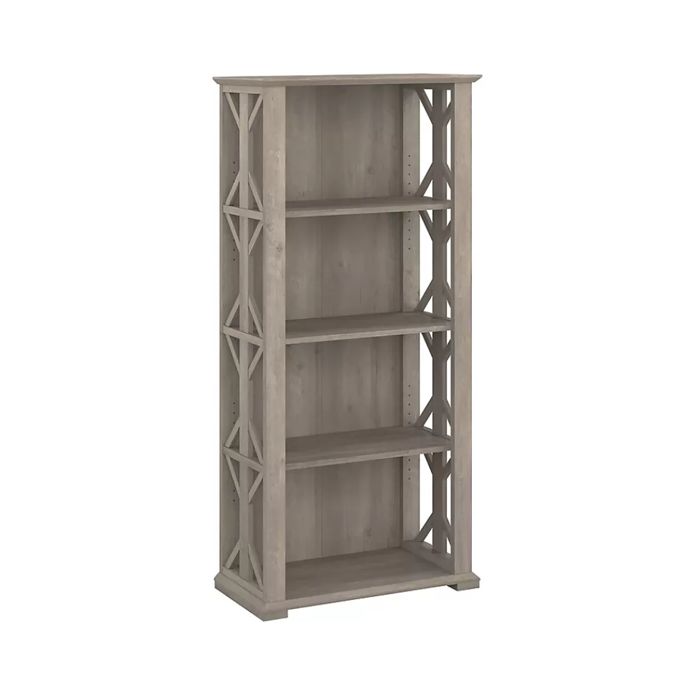 Bush Furniture Homestead 66.3"H 4-Shelf Bookcase with Adjustable Shelves, Driftwood Gray Laminated Wood (HOB166DG-03) Shop