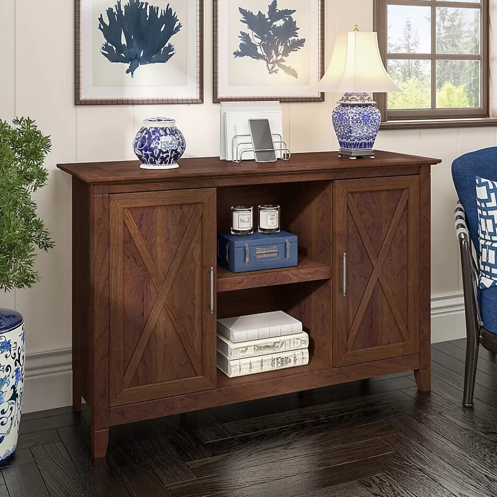 Bush Furniture Key West 30" Accent Cabinet with Doors and 4 Shelves, (KWS146BC-03) Bing Cherry Shop
