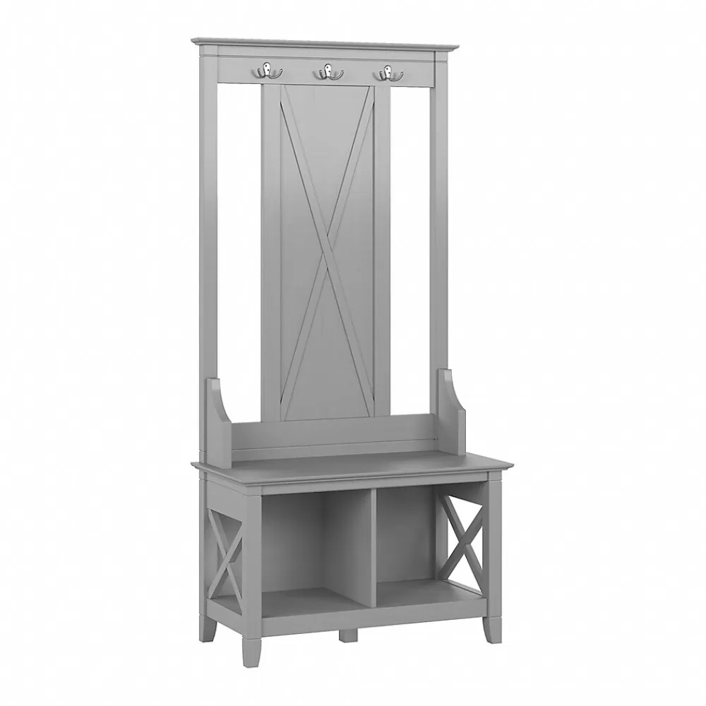 Bush Furniture Key West 66" Hall Tree with Shoe Storage Bench, Cape Cod Gray (KWS166CG-03) Hot