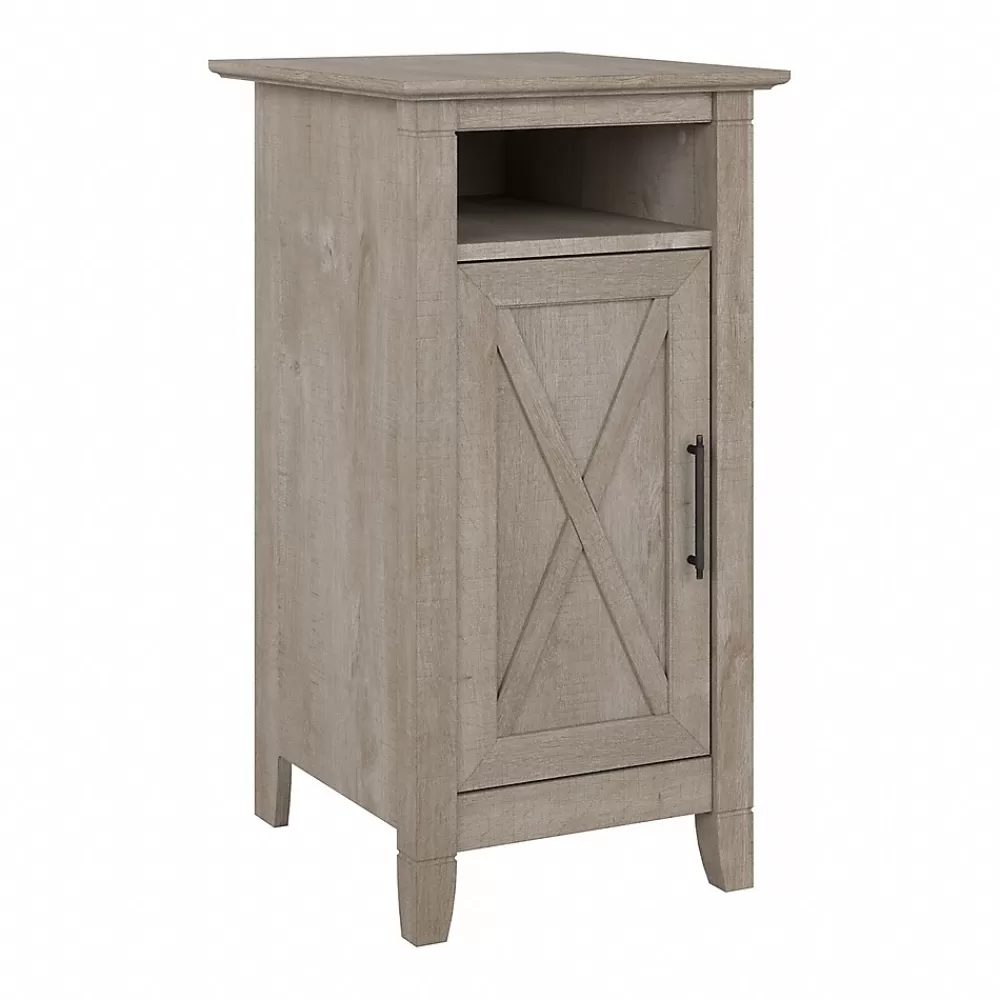Bush Furniture Key West 30" Small Storage Cabinet with Door and 3 Shelves, Washed Gray (KWS116WG-03) Best