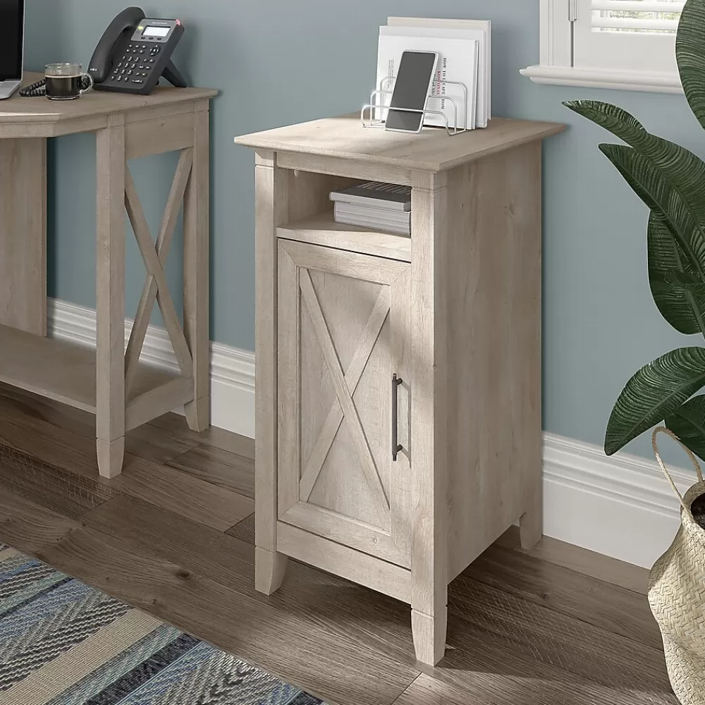 Bush Furniture Key West 30" Small Storage Cabinet with Door and 3 Shelves, Washed Gray (KWS116WG-03) Best