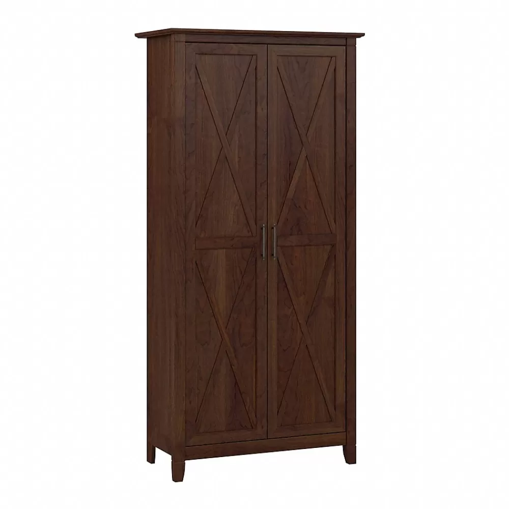 Bush Furniture Key West 65.98" Tall Storage Cabinet with Doors and 5 Shelves, Bing Cherry (KWS266BC-03) Fashion