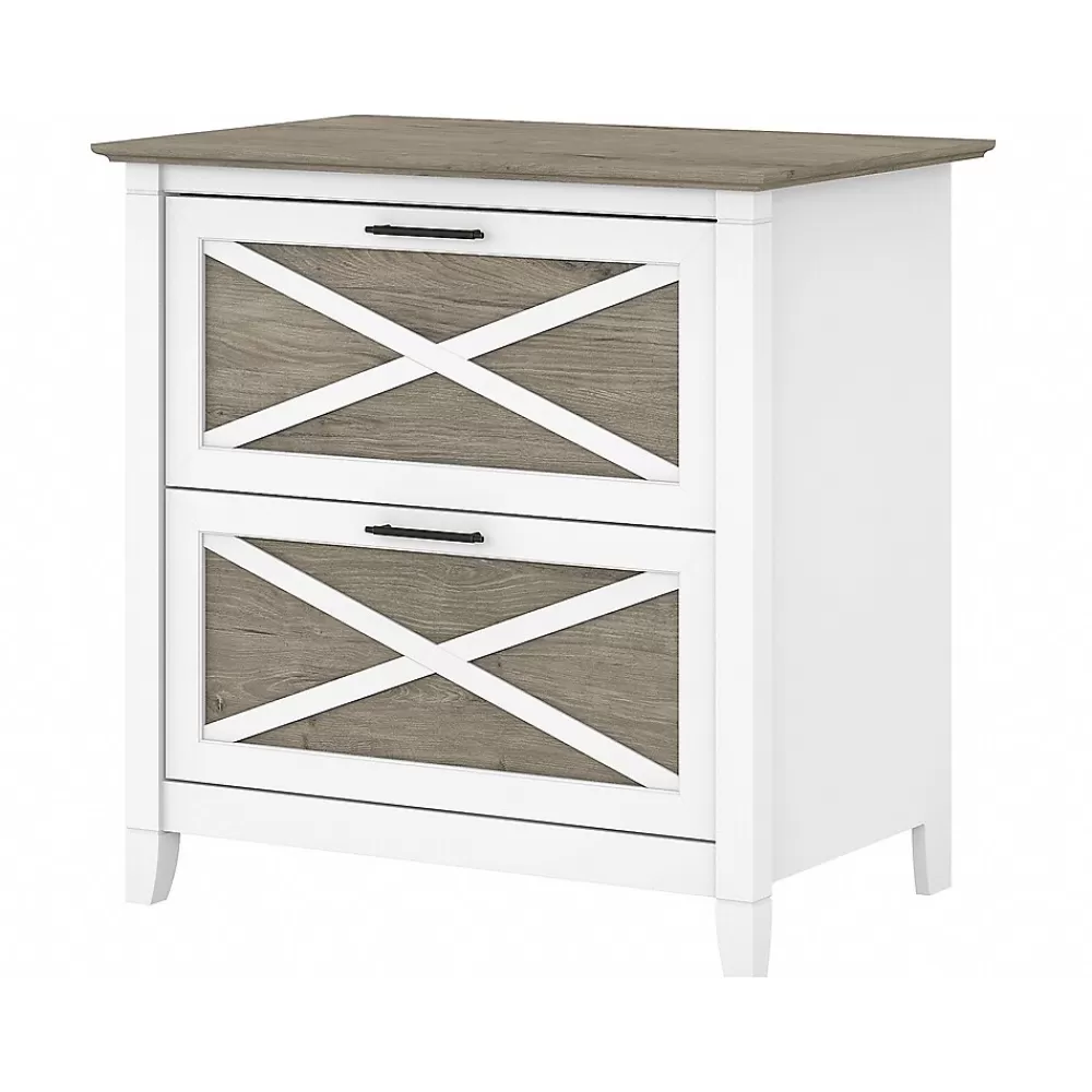 Bush Furniture Key West 2-Drawer Lateral File Cabinet, Letter/Legal, Shiplap Gray/Pure White, 30" (KWF130G2W-03) Outlet