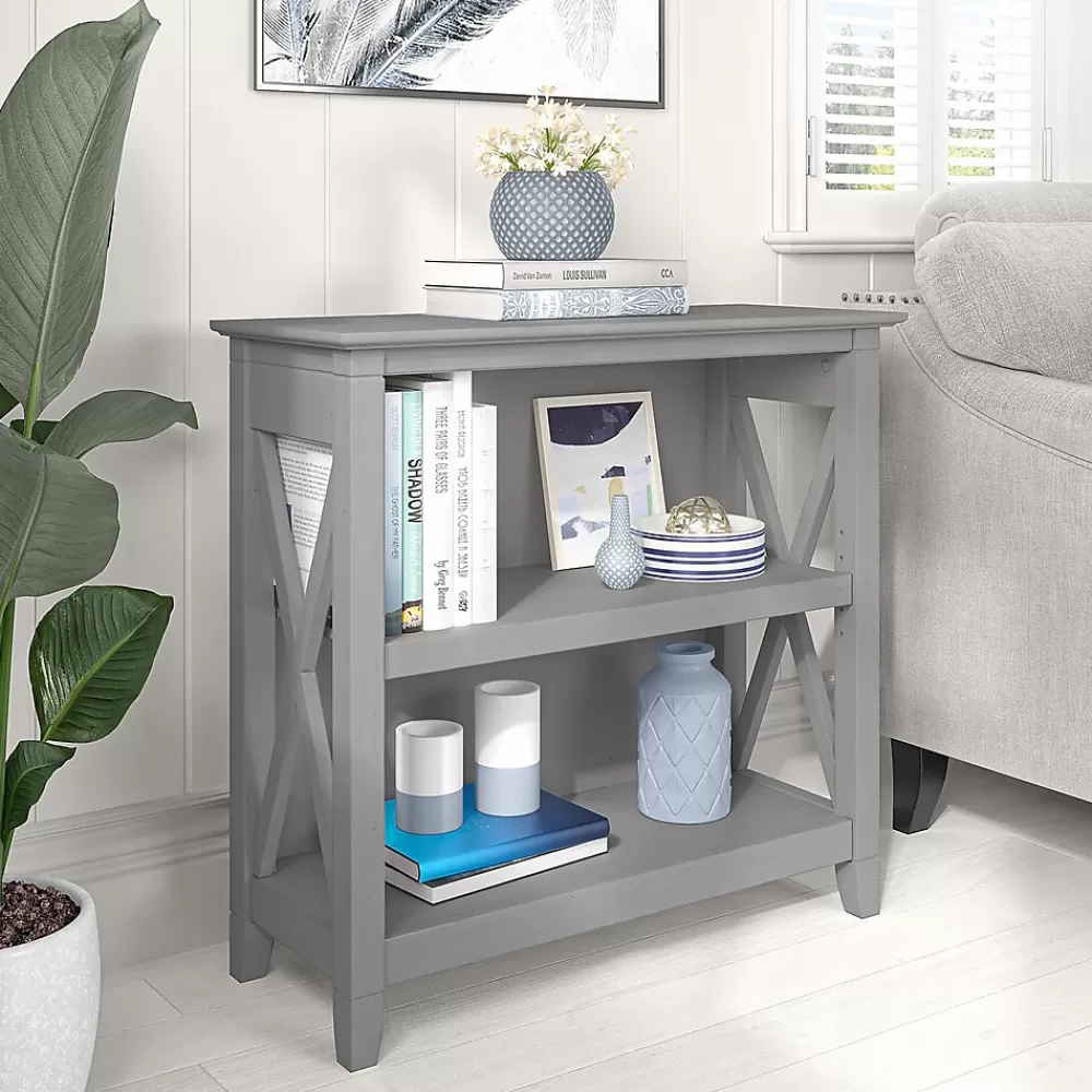 Bush Furniture Key West 30"H 2-Shelf Bookcase with Adjustable Shelf, Cape Cod Gray (KWB124CG-03) Shop