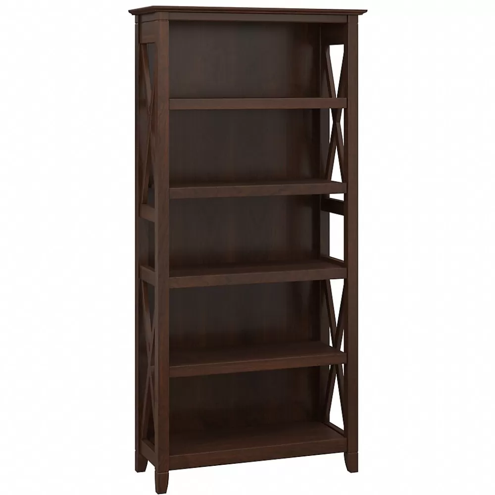 Bush Furniture Key West 66"H 5-Shelf Bookcase with Adjustable Shelves, Bing Cherry Laminate (KWB132BC-03) Online
