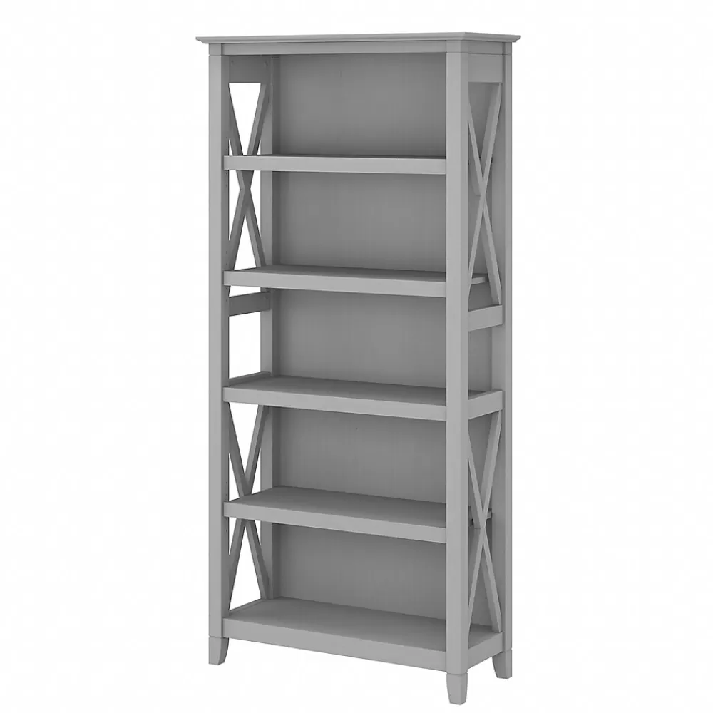 Bush Furniture Key West 66"H 5-Shelf Bookcase with Adjustable Shelves, Cape Cod Gray Laminated Wood (KWB132CG-03) Clearance