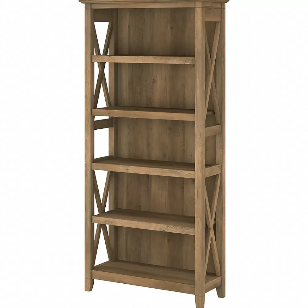Bush Furniture Key West 66"H 5-Shelf Bookcase with Adjustable Shelves, Reclaimed Pine Laminated Wood (KWB132RCP-03) Store