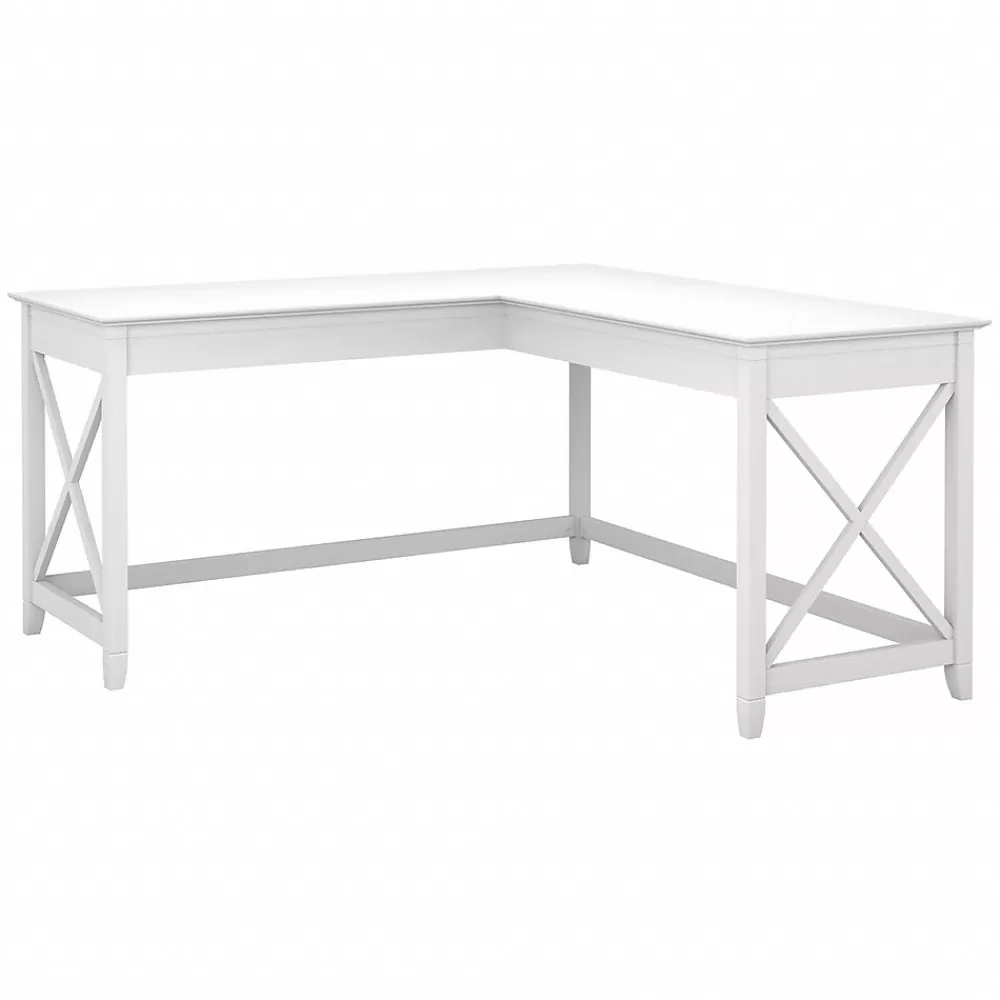 Bush Furniture Key West 60"W L-Shaped Desk, Pure White Oak (KWD160WT-03) Clearance
