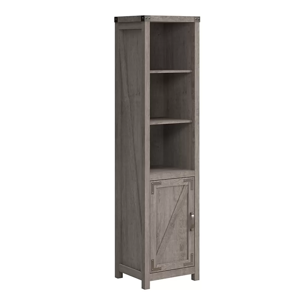 Bush Furniture Knoxville 72"H 5-Shelf Bookcase with Door, Restored Gray (CGB118RTG-03) Fashion