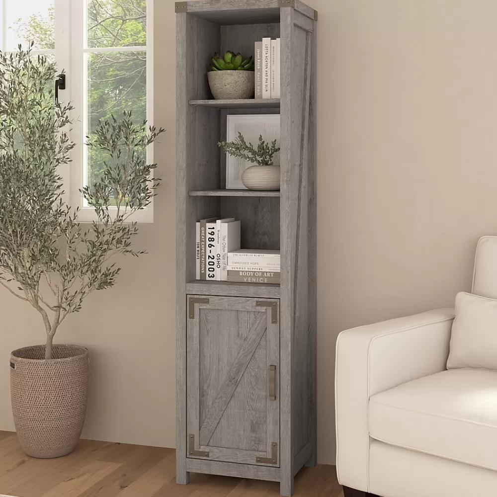 Bush Furniture Knoxville 72"H 5-Shelf Bookcase with Door, Restored Gray (CGB118RTG-03) Fashion