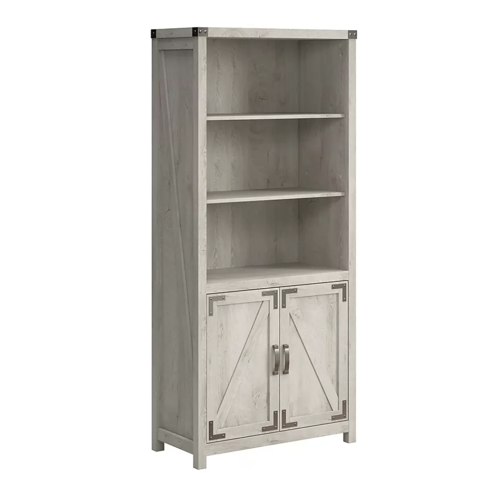 Bush Furniture Knoxville 72"H 5-Shelf Bookcase with Doors, Cottage White (CGB132CWH-03) Online