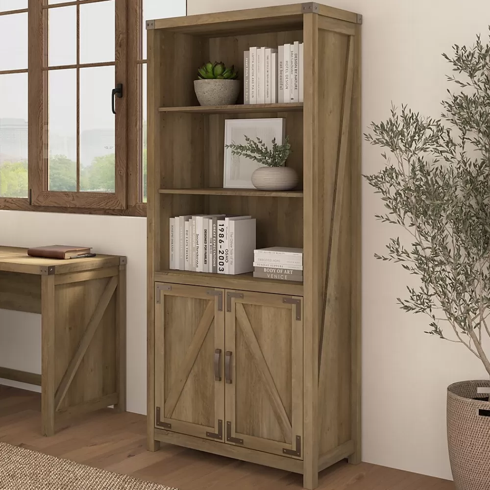 Bush Furniture Knoxville 72"H 5-Shelf Bookcase with Doors, Reclaimed Pine (CGB132RCP-03) Fashion
