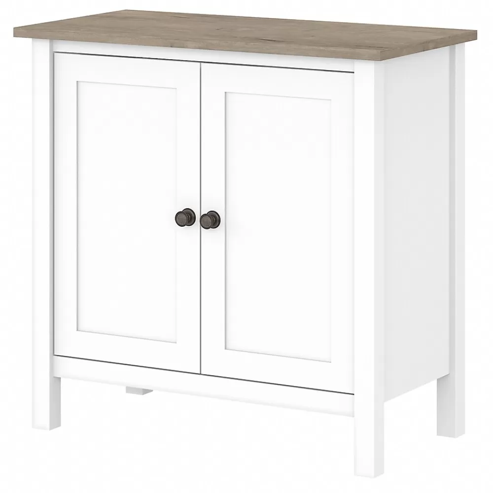 Bush Furniture Mayfield 30" Storage Cabinet with 2 Shelves, Pure White/Shiplap Gray (MAS131GW2-03) Flash Sale