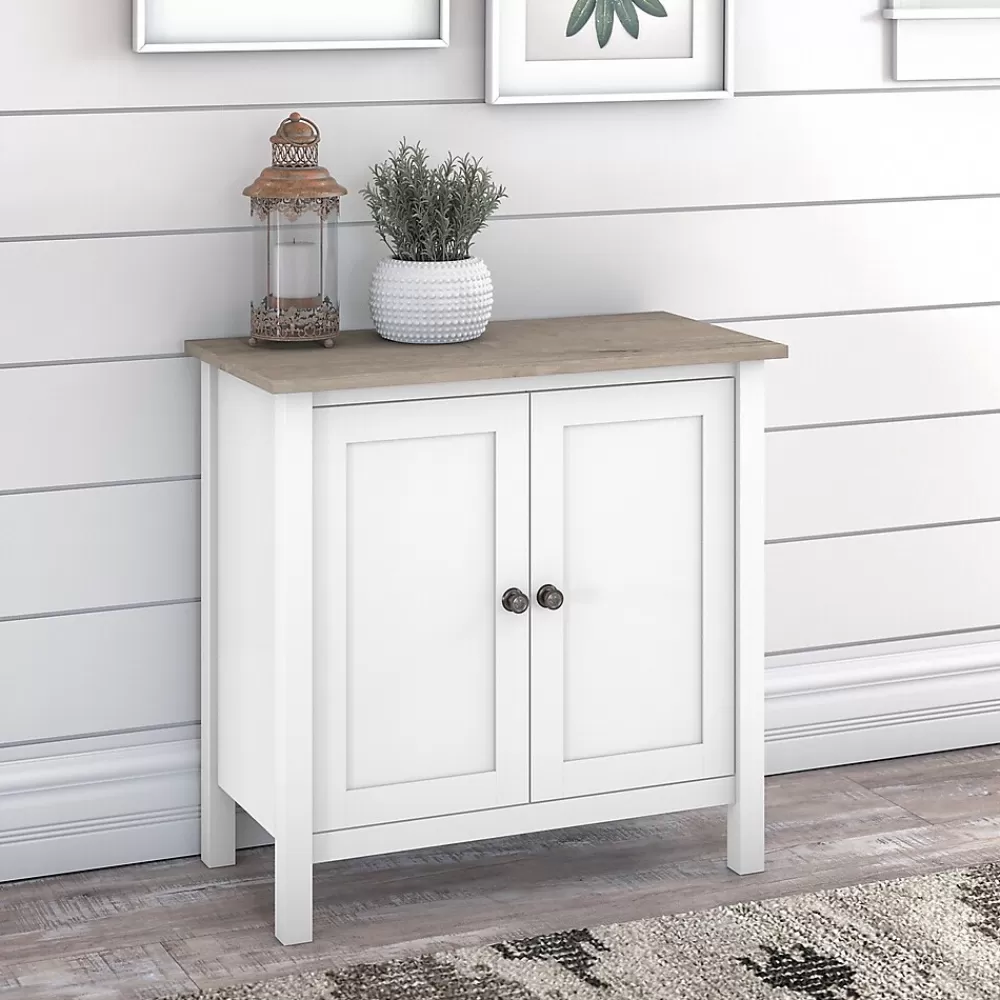 Bush Furniture Mayfield 30" Storage Cabinet with 2 Shelves, Pure White/Shiplap Gray (MAS131GW2-03) Flash Sale