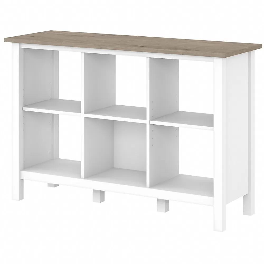 Bush Furniture Mayfield 30"H 3-Shelf Cube Bookcase, Pure White/Shiplap Gray (MAB145GW2-03) Fashion