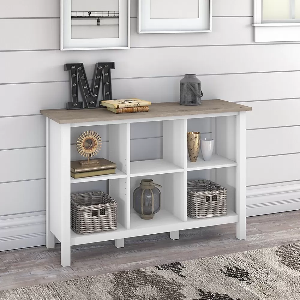 Bush Furniture Mayfield 30"H 3-Shelf Cube Bookcase, Pure White/Shiplap Gray (MAB145GW2-03) Fashion