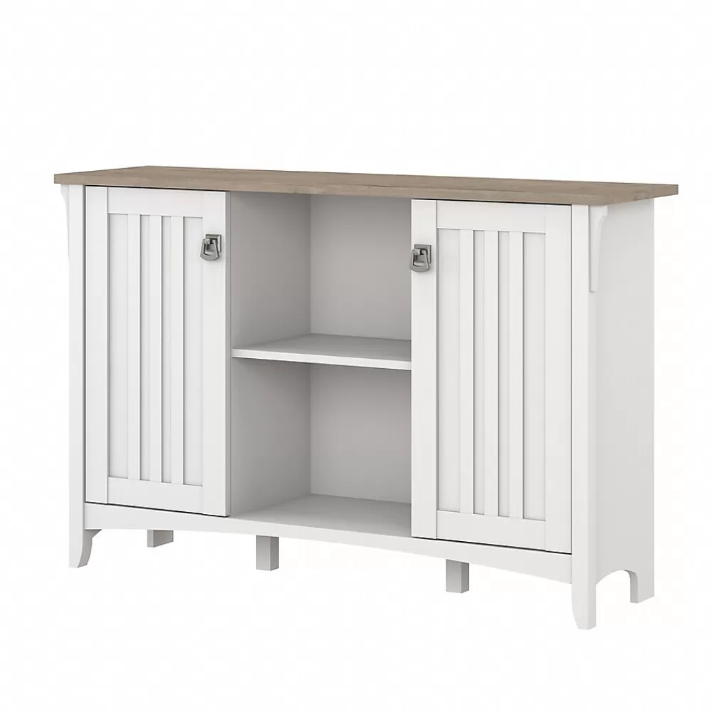 Bush Furniture Salinas 29.96" Accent Storage Cabinet with 3 Shelves, (SAS147G2W-03) Shiplap Gray/Pure White Flash Sale