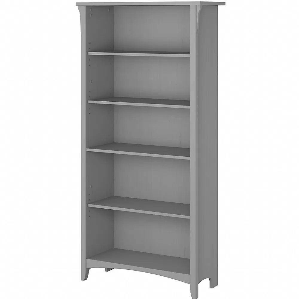 Bush Furniture Salinas 63"H 5-Shelf Bookcase with Adjustable Shelves, Laminated Wood (SAB132CG-03) Cape Cod Gray Sale