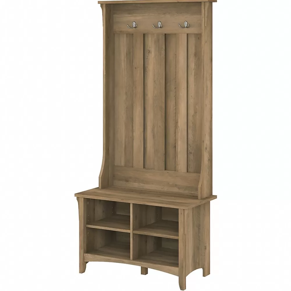 Bush Furniture Salinas Hall Tree with Shoe Storage Bench, Reclaimed Pine (SAS532RCP-03) Online
