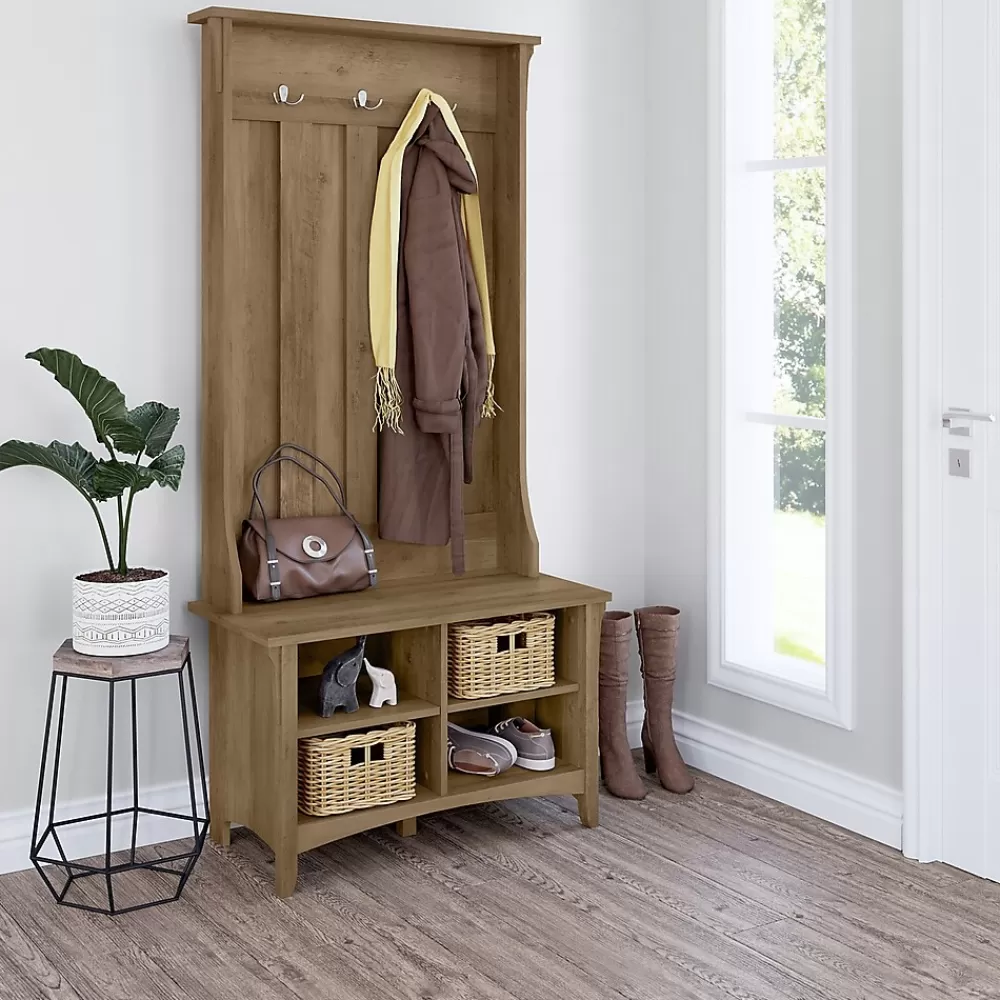 Bush Furniture Salinas Hall Tree with Shoe Storage Bench, Reclaimed Pine (SAS532RCP-03) Online