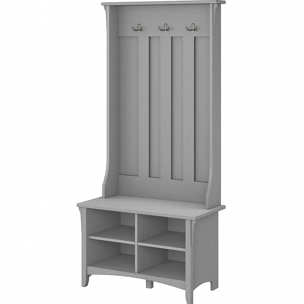 Bush Furniture Salinas Hall Tree with Storage Bench, (SAL001CG) Cape Cod Gray Fashion