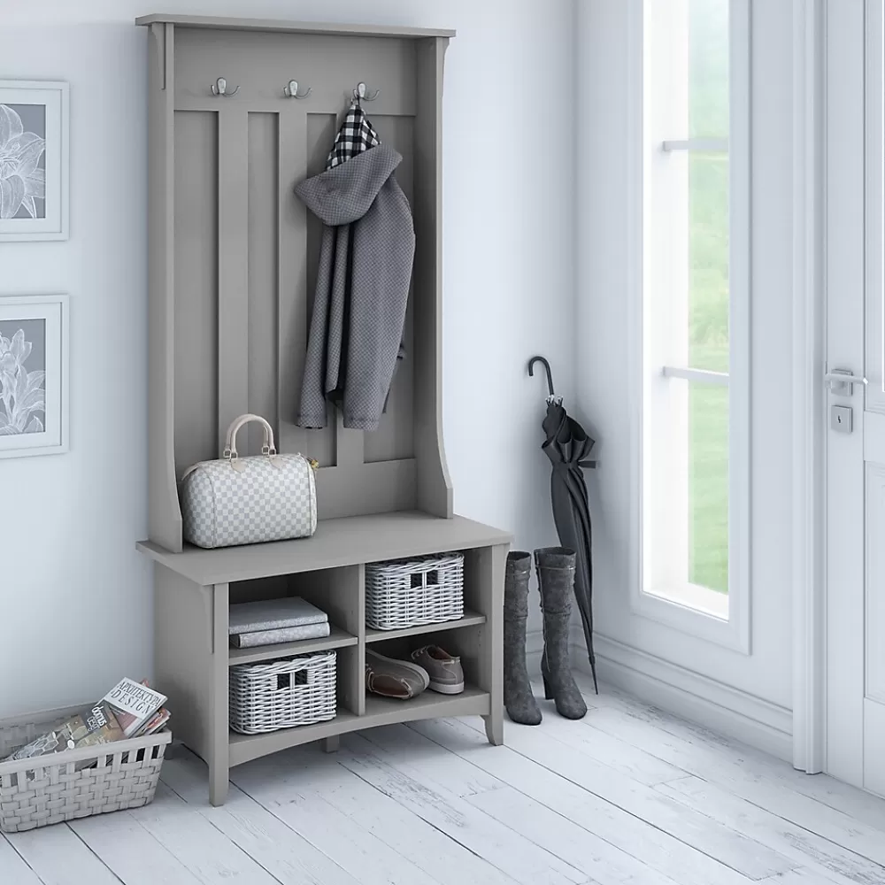Bush Furniture Salinas Hall Tree with Storage Bench, (SAL001CG) Cape Cod Gray Fashion
