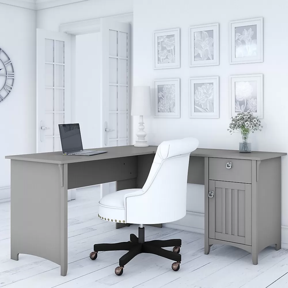 Bush Furniture Salinas 60"W L Shaped Desk with Storage, (SAD160CG-03) Cape Cod Gray Store