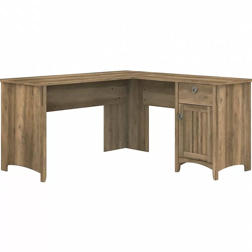 Bush Furniture Salinas 60"W L Shaped Desk with Storage, (SAD160RCP-03) Reclaimed Pine Fashion