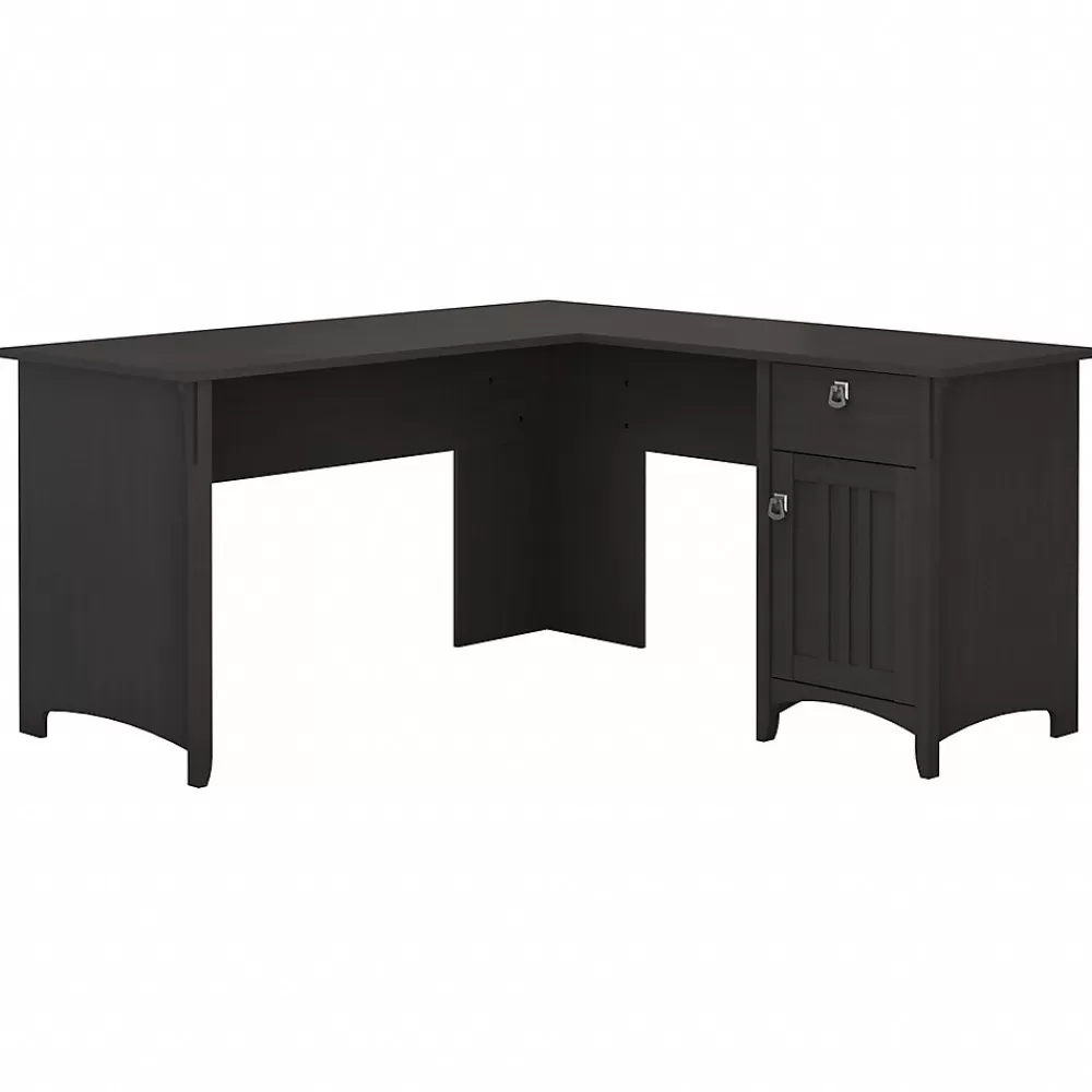 Bush Furniture Salinas 60"W L Shaped Desk with Storage, (SAD160VB-03) Vintage Black Flash Sale