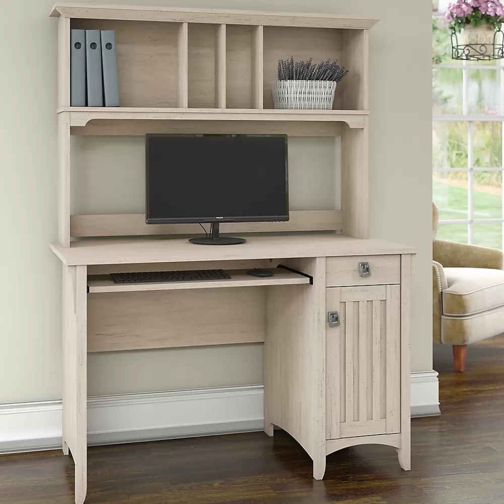 Bush Furniture Salinas 48"W Small Computer Desk with Hutch, (MY72208-03) Antique White Flash Sale